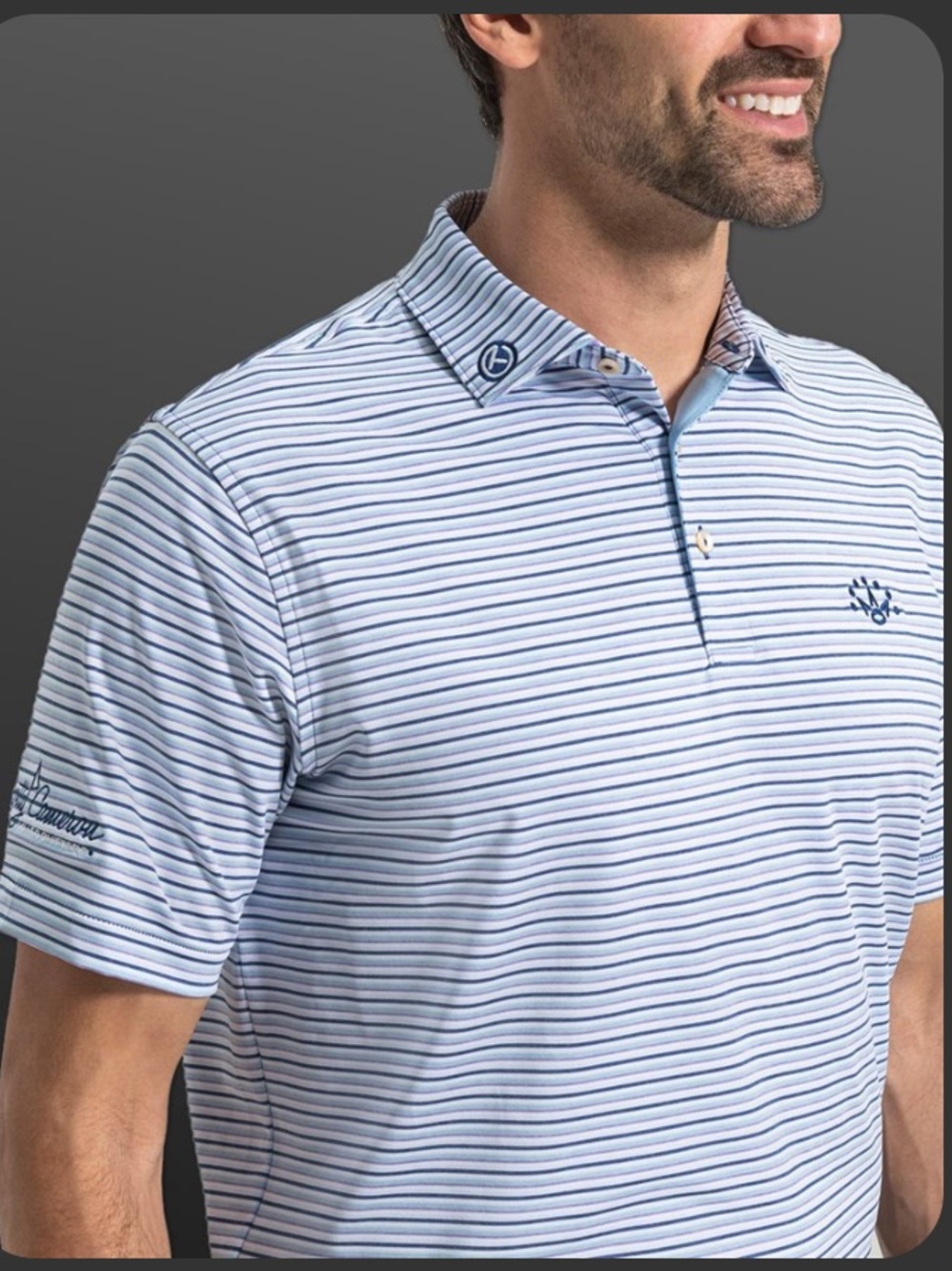 Scotty Cameron Peter Millar Circle T Golf Shirt Striped 7 Point Crown Polo Large - Picture 9 of 9